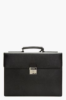 Dolce And Gabbana Black Textured Leather Briefcase