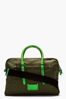 Marc By Marc Jacobs Green Canvas Pin It To Win It Briefcase
