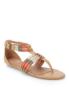 Kiley Leather Ankle Strap Sandals   Tan