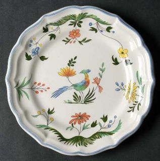 Gien Oiseau De Paradis Salad Plate, Fine China Dinnerware   Flowers & Bird, Whit