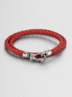 Tods Leather Double Wrap Bracelet   Red