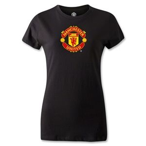 hidden Manchester United Womens T Shirt (Black)