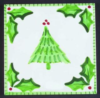 Anne Hathaway Holly Jolly Trivet, Fine China Dinnerware   Holly/Berries,Green Ba