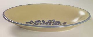 Pfaltzgraff Folk Art Oval Dessert Bowl, Fine China Dinnerware   Blue Floral Desi