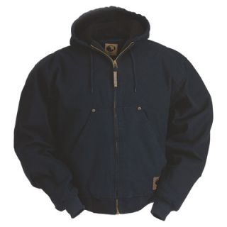 Berne Original Washed Hooded Jacket   Quilt Lined, Navy, Medium, Model# HJ375