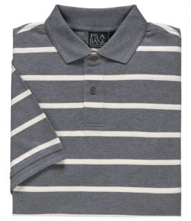 Traveler Striped Short Sleeve Polo  Heather/Grey/Off White by JoS. A. Bank Mens