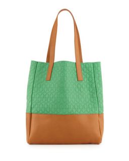 Two Tone Logo Quilted Tote Bag, Green