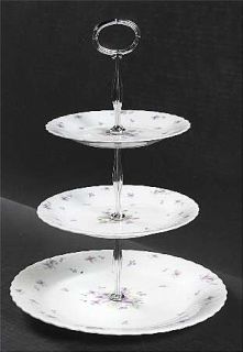 Mikasa Blue Violets 3 Tiered Serving Tray (DP, SP, BB), Fine China Dinnerware  
