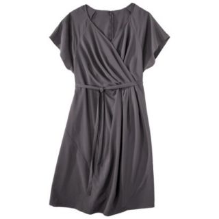 Mossimo Womens Plus Size Short Sleeve Wrap Dress   Mist Gray 4
