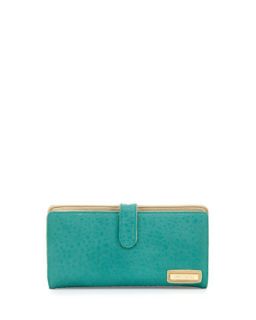 Shine On Pebbled Faux Leather Zip Wallet, Green