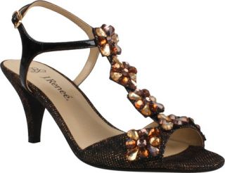 Womens J. Renee Raspy   Dark Gold Leopard Galaxy/Black Patent/Stones High Heels