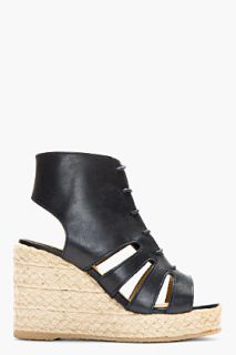 A.p.c. Navy Lace Up Wedge Espadrille Heels