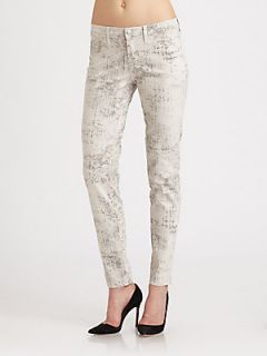 J Brand Mid Rise Coated Skinny Jeans   Coated Noise