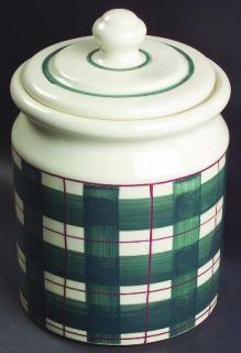 Hartstone Buffalo Check Large Canister, Fine China Dinnerware   Green Squares &