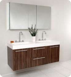 Fresca Opulento Walnut Double sink Bathroom Vanity With Medicine Cabinet