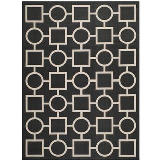 Safavieh Indoor/outdoor Courtyard Black/beige Geometric pattern Rug (8 X 11)