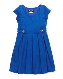 Ponte Tab Waist Dress, Blue, 7 14