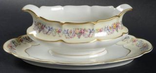 Haviland Symphony (Older/Gold Trim) Gravy Boat with Attached Underplate, Fine Ch