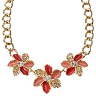 Lonna & Lilly Enamel Flower Frontal Necklace   Coral/Gold