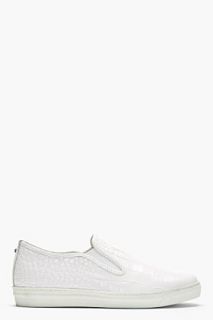Mcq Alexander Mcqueen White Croc_embossed Slip_on Shoes