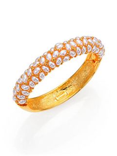 Kenneth Jay Lane Cabochon Cluster Bangle Bracelet   Gold