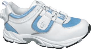 Womens Drew Blaze   White Leather/Baby Blue Mesh Velcro Shoes