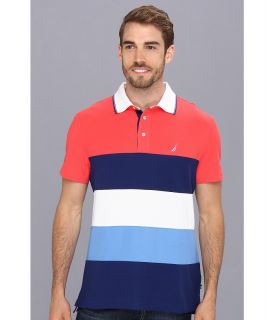 Nautica Performance Pieced Stripe Polo Shirt Mens Short Sleeve Pullover (Multi)