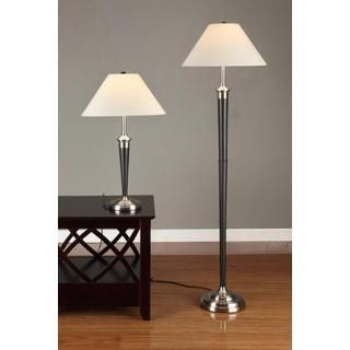 Artiva 2 piece Brushed Steel And Espresso Table And Floor Lamp Set