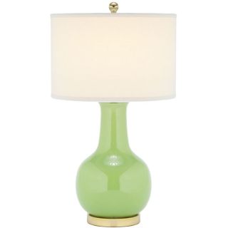 Indoor 1 light Louvre Green Table Lamp