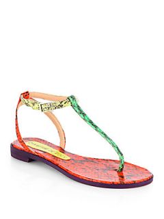 Charline De Luca Atlanta Snakeskin Thong Sandals  