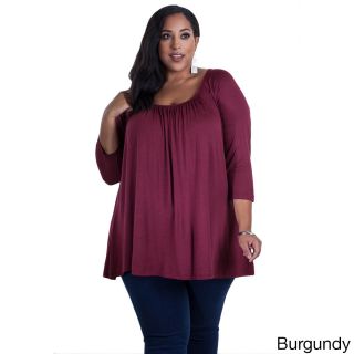 Womens Plus Size Relaxed Fit Solid 3/4 sleeve Top