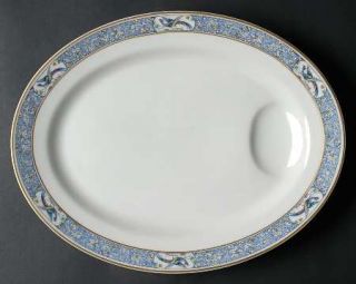 Haviland Rani 13 Oval Serving Platter, Fine China Dinnerware   Theo,Blue Edge,