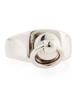 Pierced Charm Ring, White, Size 6