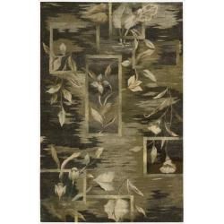 Nourison Hand tufted Reflections Black Wool Rug (86 X 116)