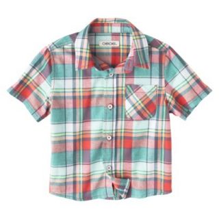Cherokee Infant Toddler Boys Short Sleeve Plaid Buttondown   Red 12 M