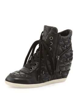 Brooklyn Quilted Studded Sneaker, Black/White