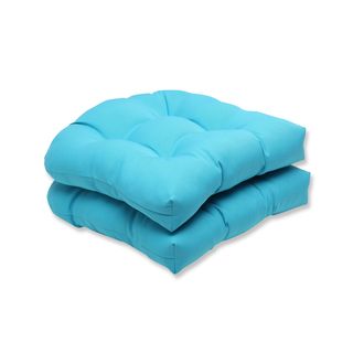 Pillow Perfect Outdoor Veranda Turquoise Wicker Seat Cushion (set Of 2) (TurquoiseClosure Sewn Seam ClosureEdging Knife EdgeUV Protection Yes Weather Resistant Yes Care instructions Spot Clean or Hand Wash Fabric with Mild Detergent. Dimensions 19 i
