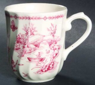 Churchill China Toile Pink (Scalloped) Mug, Fine China Dinnerware   Pink Scenes,