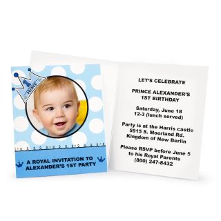 Lil Prince 1st Birthday Personalized Invitations