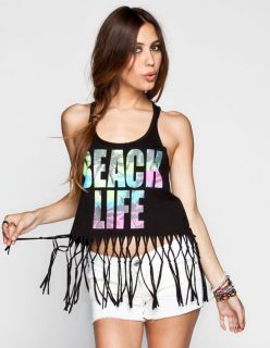 Beach Life Womens Twist Back Tank Black In Sizes X Large, Small, Larg