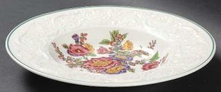 Wedgwood Hollyhock Rim Soup Bowl, Fine China Dinnerware   Patrician,Floral Cente