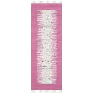 Safavieh Hand woven Montauk Ivory/ Pink Cotton Rug (23 X 7)