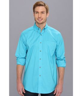 Ariat Solid Poplin Shirt Mens Long Sleeve Button Up (Blue)