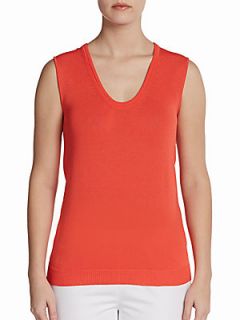 Stretch Knit Sleeveless Shell   Coral