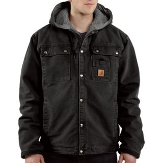 Carhartt Sandstone Hooded Multi Pocket Sherpa Lined Jacket   Black, 3XL, Model#