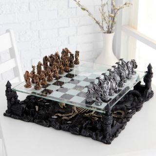 3D Dragon Pewter Chess Set Multicolor   2127C