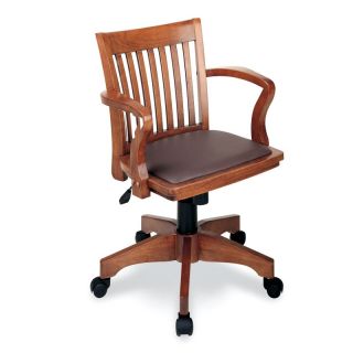 OSP Designs Deluxe Bankers Chair with Vinyl Padded Seat   Fruitwood with Brown