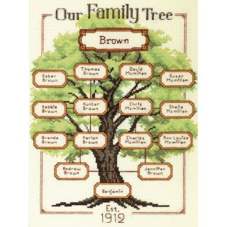 Our Family family Tree Counted Cross Stitch Kit 9x12 14 Count