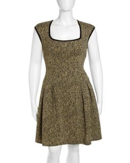 Sleeveless Metallic Knit Fit And Flare Dress, Womens