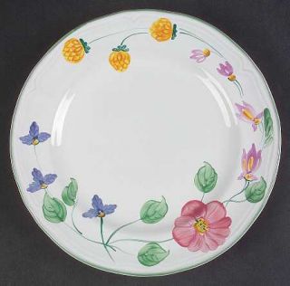 Herend Village Wildflower Salad Plate, Fine China Dinnerware   Pink, Blue & Yell